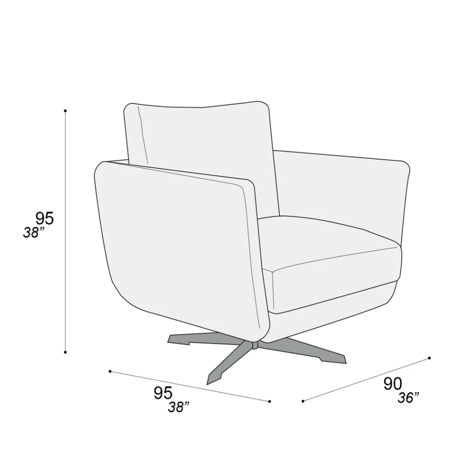 Lounge Armchair with Choice of Swivel or Fixed Base Made in Italy - Ironic Viadurini