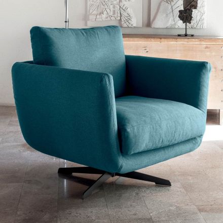 Lounge Armchair with Choice of Swivel or Fixed Base Made in Italy - Ironic Viadurini