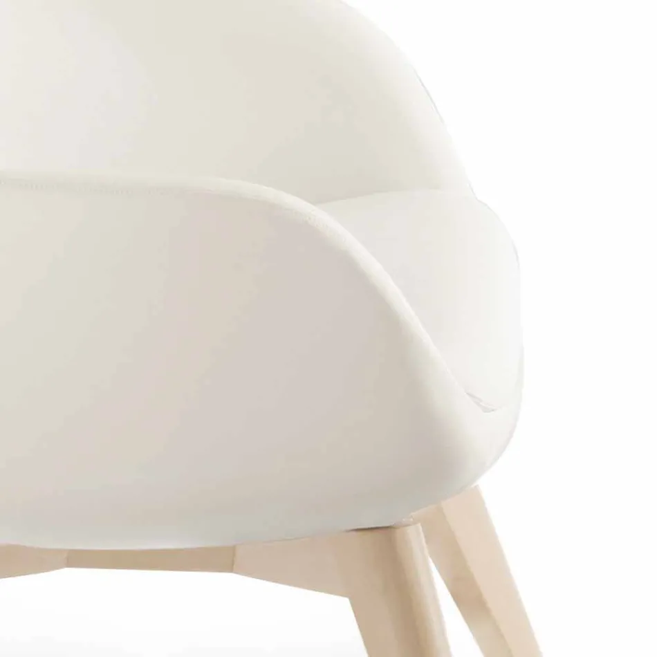 Lounge Armchair with Footrest in Leather and Wood Made in Italy - Butterfly Viadurini