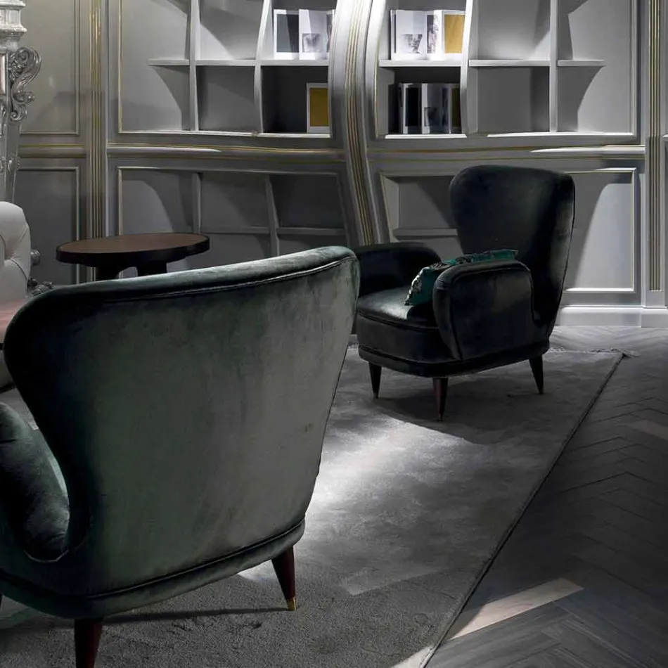 Classic design upholstered lounge chair, L78xP75cm, Benny Viadurini