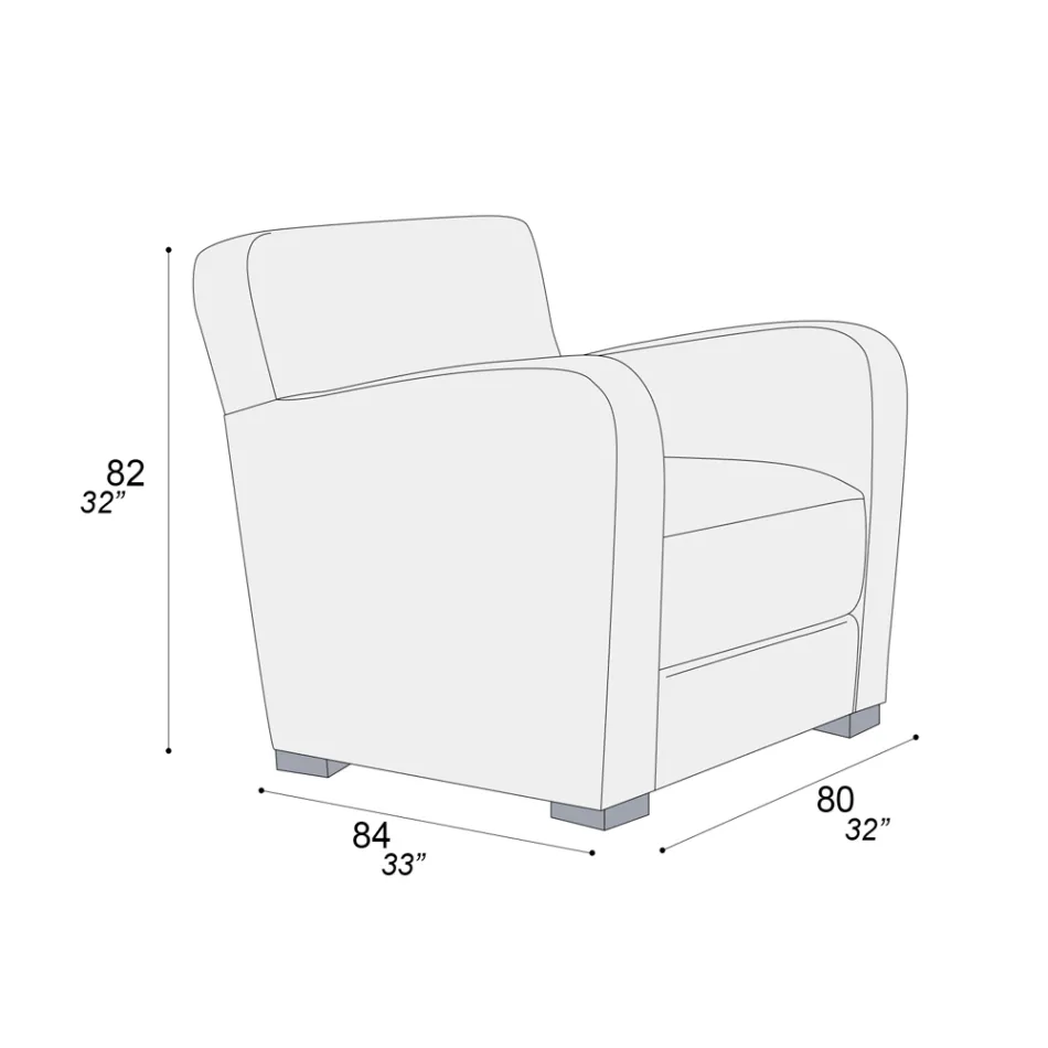 Lounge Armchair in Wood, Leather and Metal Made in Italy - Burlesco Viadurini