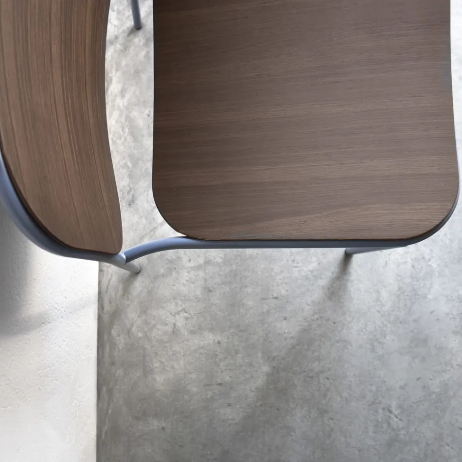 Lounge Armchair in Wood and Metal Made in Italy 2 Pieces - Saffia Viadurini