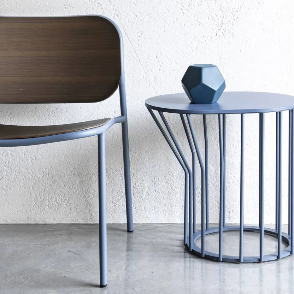 Lounge Armchair in Wood and Metal Made in Italy 2 Pieces - Saffia Viadurini