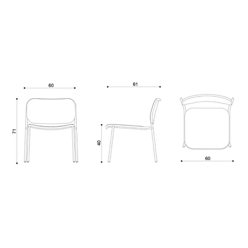 Lounge Armchair in Wood and Metal Made in Italy 2 Pieces - Saffia Viadurini