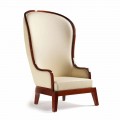Classic leather armchair Eli, with laser decorations, made in Italy