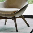 Lounge Armchair in Leather and Fabric with Wooden Base Made in Italy - Ama Viadurini
