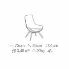 Lounge Armchair in Leather and Fabric with Wooden Base Made in Italy - Ama Viadurini