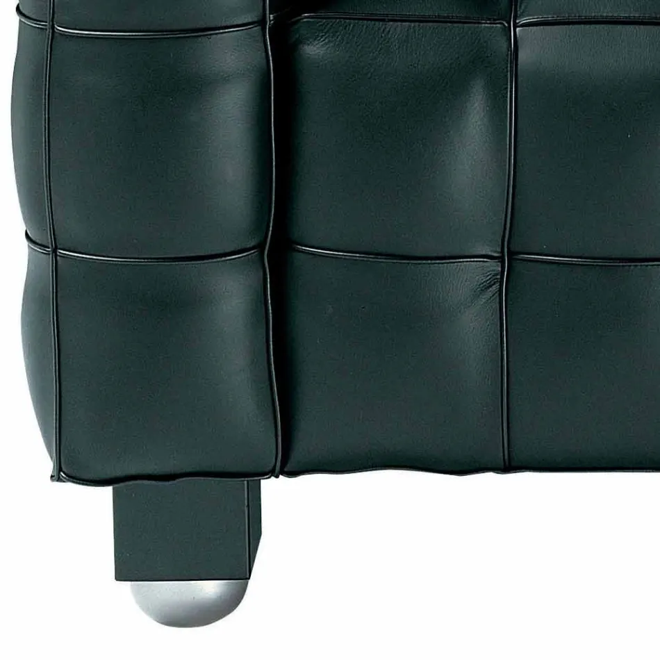 Lounge Armchair in Quilted Effect Leather Made in Italy - Vesuvius Viadurini