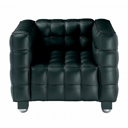 Lounge Armchair in Quilted Effect Leather Made in Italy - Vesuvius Viadurini