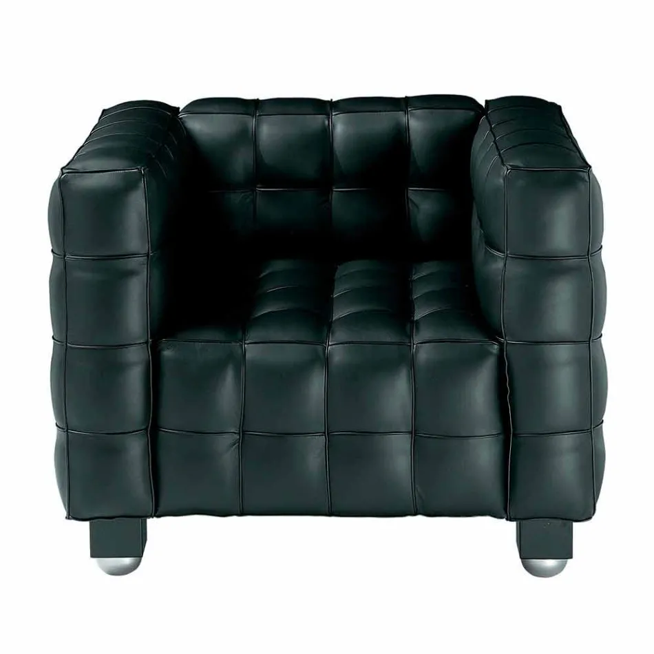 Lounge Armchair in Quilted Effect Leather Made in Italy - Vesuvius Viadurini