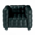 Lounge Armchair in Quilted Effect Leather Made in Italy - Vesuvius