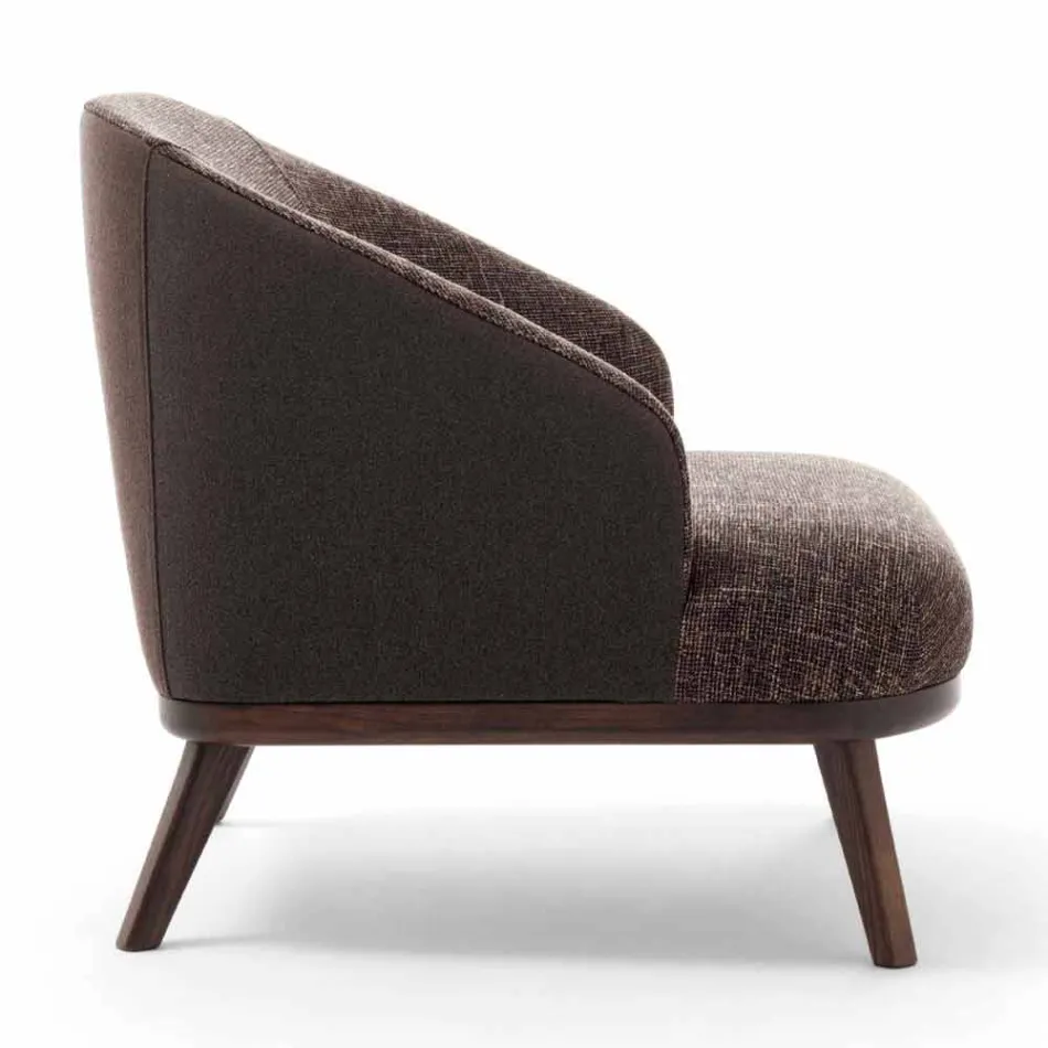 Fabric Lounge Chair with Solid Wood Base Made in Italy - Pepina Viadurini