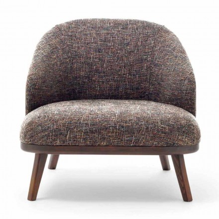 Fabric Lounge Chair with Solid Wood Base Made in Italy - Pepina Viadurini