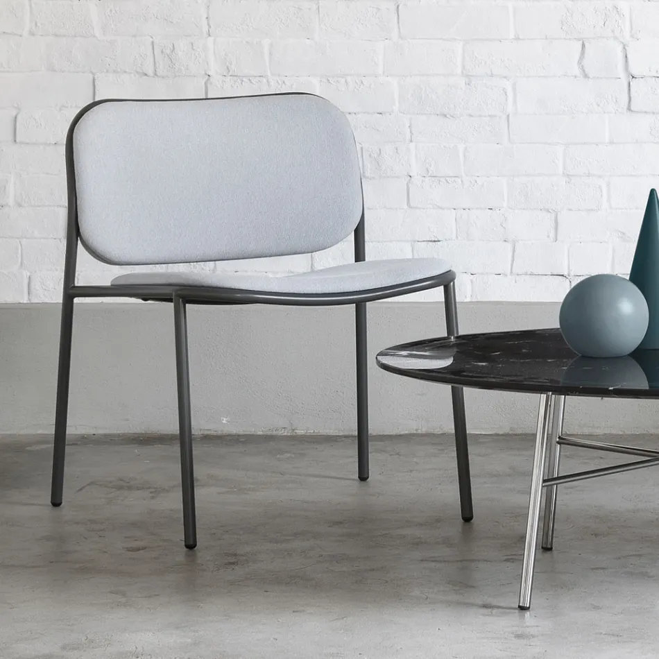 Lounge Armchair in Fabric and Metal Made in Italy 2 Pieces - Sangria Viadurini