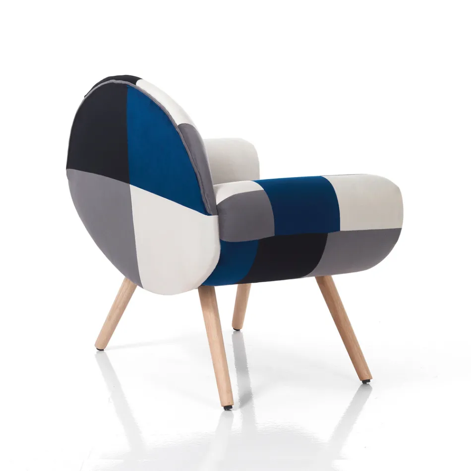 Patchwork Fabric Lounge Armchair - Bromo Viadurini
