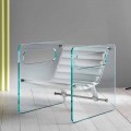 Lounge Armchair in Glass and Seat in White Leather Luxury Design - Tecna
