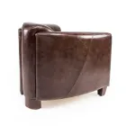 Lounge Armchair Entirely Made in Aged Effect Vintage Leather - Stamp Viadurini