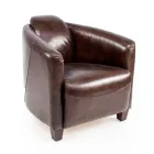 Lounge Armchair Entirely Made in Aged Effect Vintage Leather - Stamp Viadurini