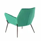 Modern Lounge Chair in Petrol Green Velvet and Black Metal - Toned Viadurini