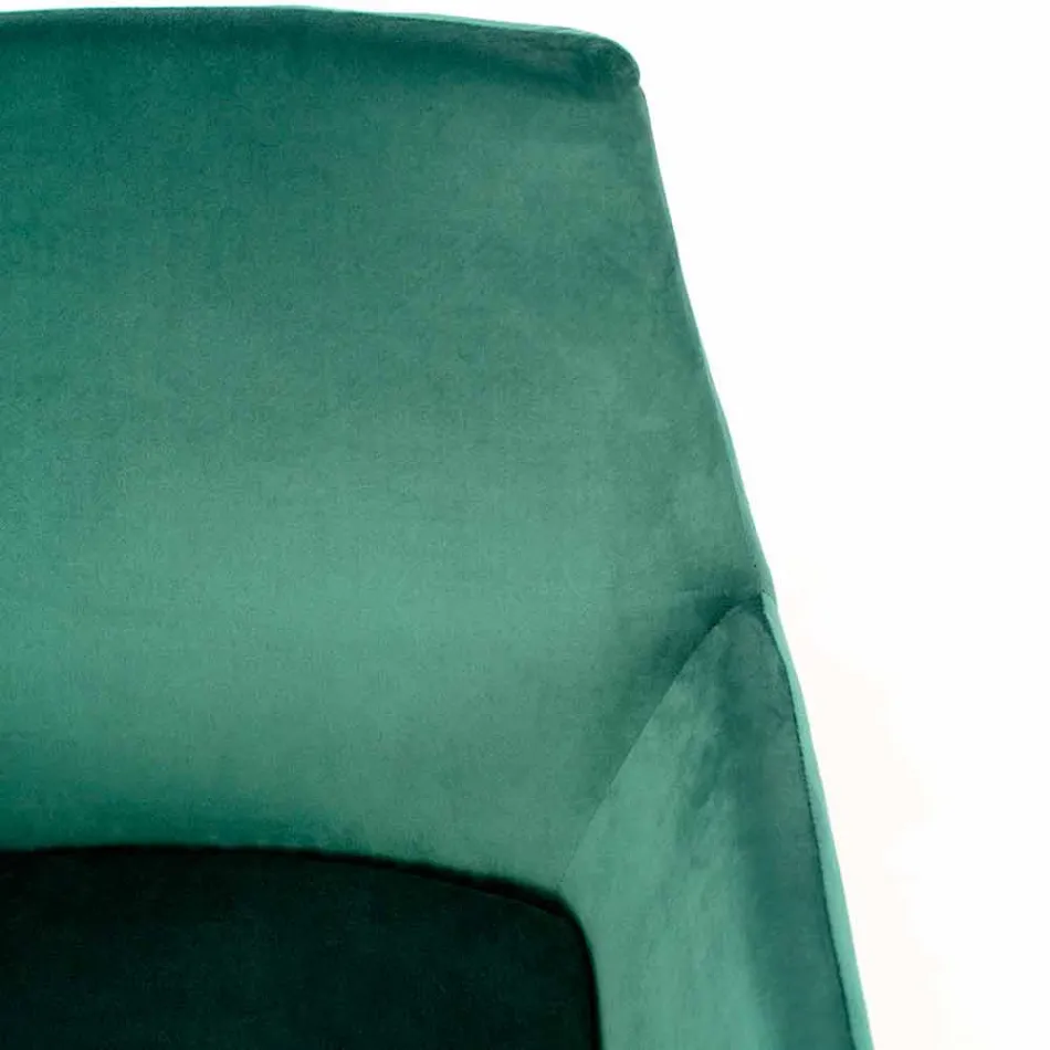 Modern Lounge Chair in Petrol Green Velvet and Black Metal - Toned Viadurini