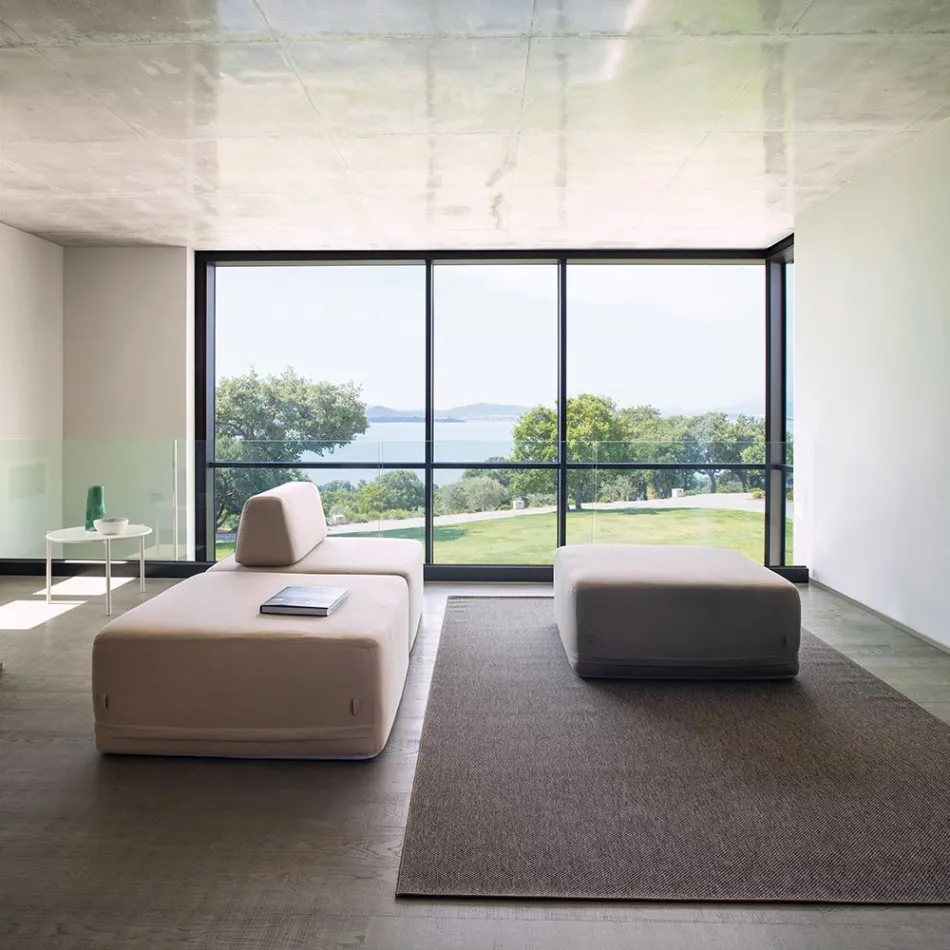 Square Lounge Armchair Upholstered in Fabric Made in Italy - Lilium Viadurini