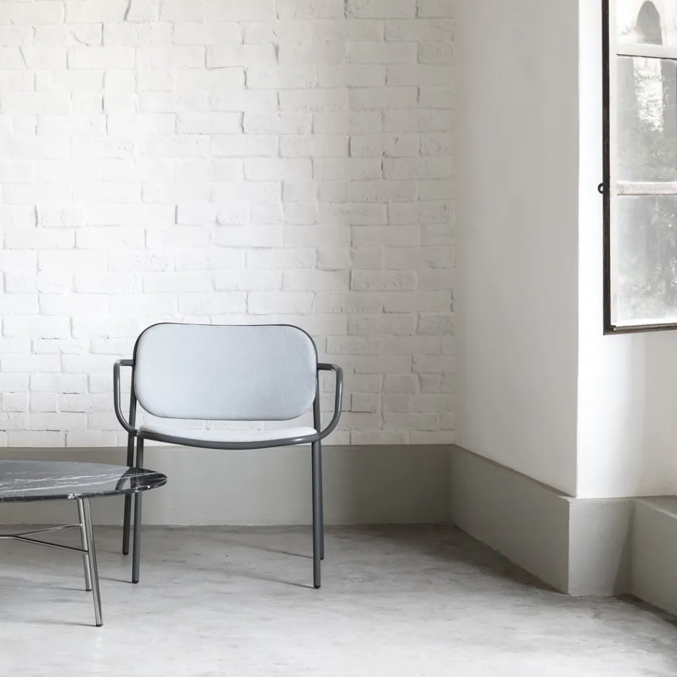 Lounge Armchair Covered in Fabric Made in Italy 2 Pieces - Sangria Viadurini