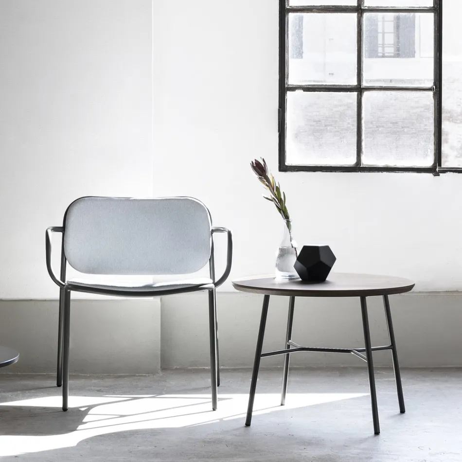 Lounge Armchair Covered in Fabric Made in Italy 2 Pieces - Sangria Viadurini