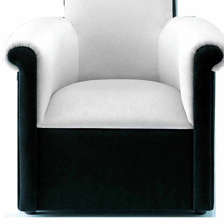 Lounge Armchair Upholstered in Black and White Velvet Made in Italy - Gedda Viadurini