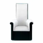 Lounge Armchair Upholstered in Black and White Velvet Made in Italy - Gedda Viadurini