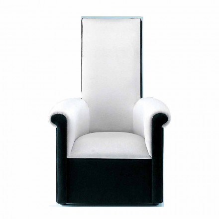 Lounge Armchair Upholstered in Black and White Velvet Made in Italy - Gedda Viadurini