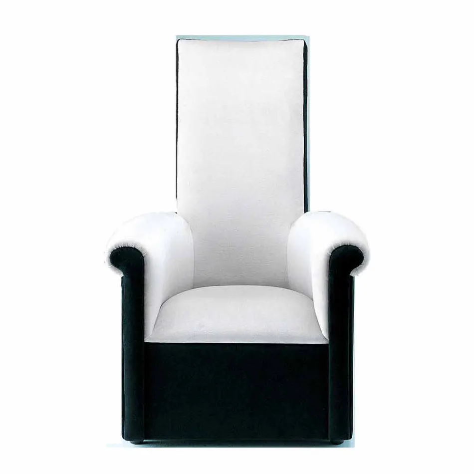Lounge Armchair Upholstered in Black and White Velvet Made in Italy - Gedda Viadurini