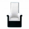 Lounge Armchair Upholstered in Black and White Velvet Made in Italy - Gedda