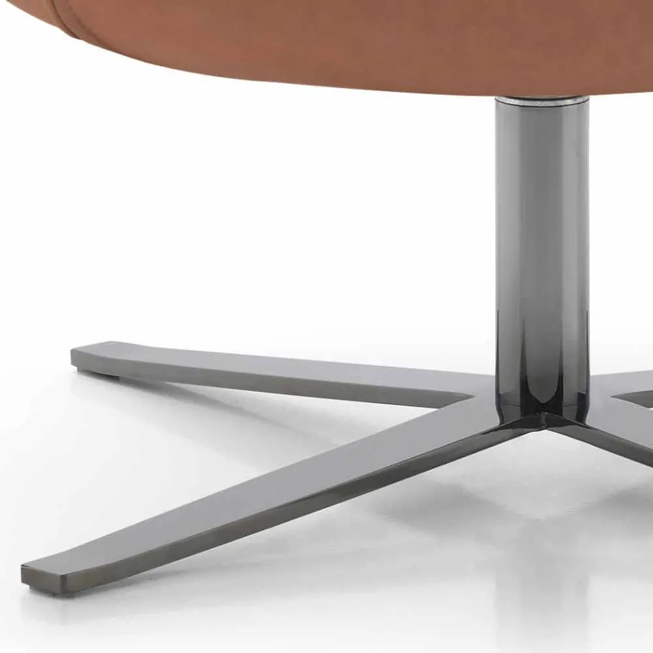 Swivel Lounge Armchair in Leather and Metal Made in Italy - Butterfly Viadurini