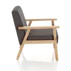 Lounge Armchair in Solid Pine Wood and Dark Grey Fabric - Basilicata Viadurini