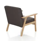 Lounge Armchair in Solid Pine Wood and Dark Grey Fabric - Basilicata Viadurini
