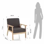 Lounge Armchair in Solid Pine Wood and Dark Grey Fabric - Basilicata Viadurini