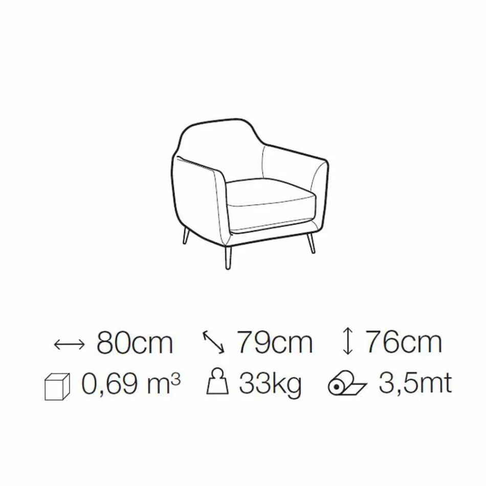 Lounge Armchair in Fabric with Metal Feet Made in Italy - Cherry Viadurini