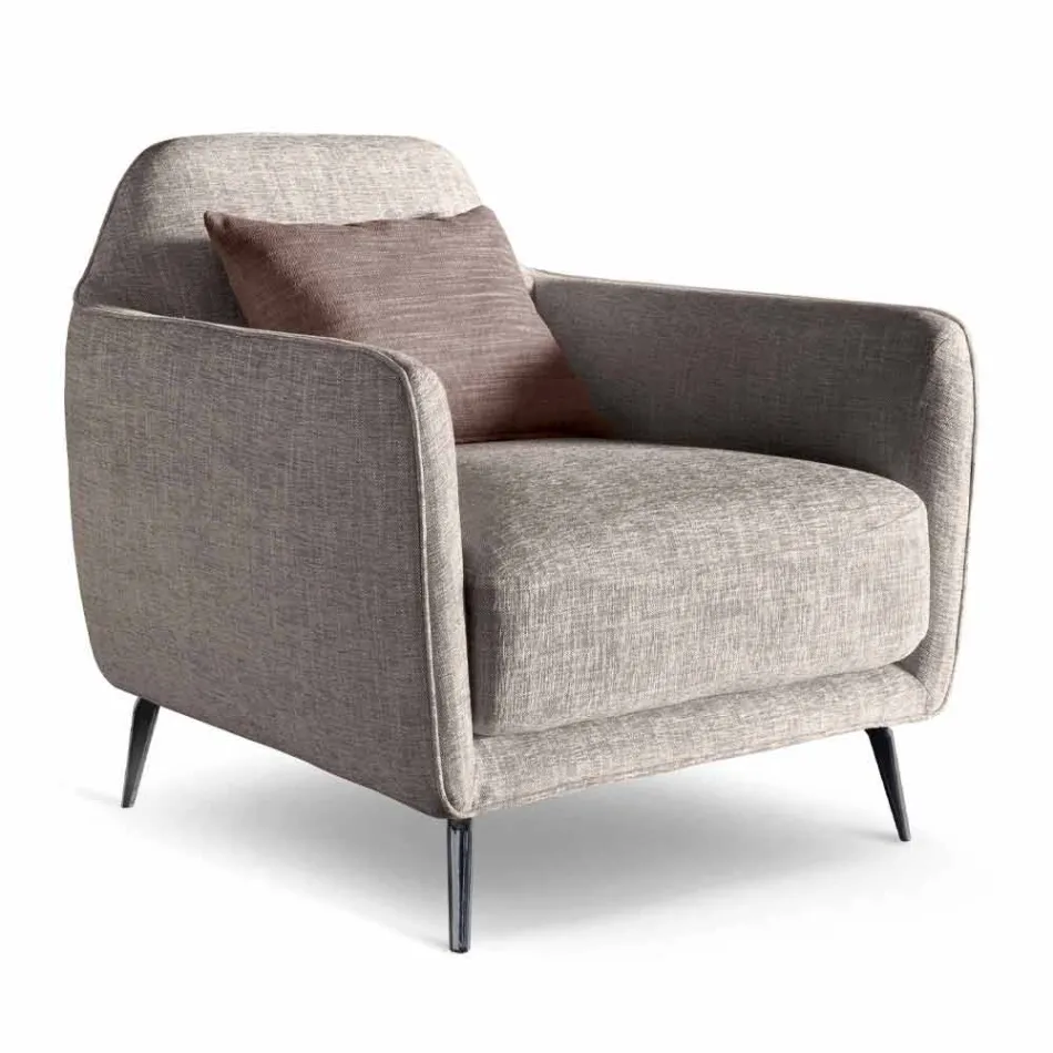 Lounge Armchair in Fabric with Metal Feet Made in Italy - Cherry Viadurini