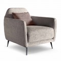 Lounge Armchair in Fabric with Metal Feet Made in Italy - Cherry
