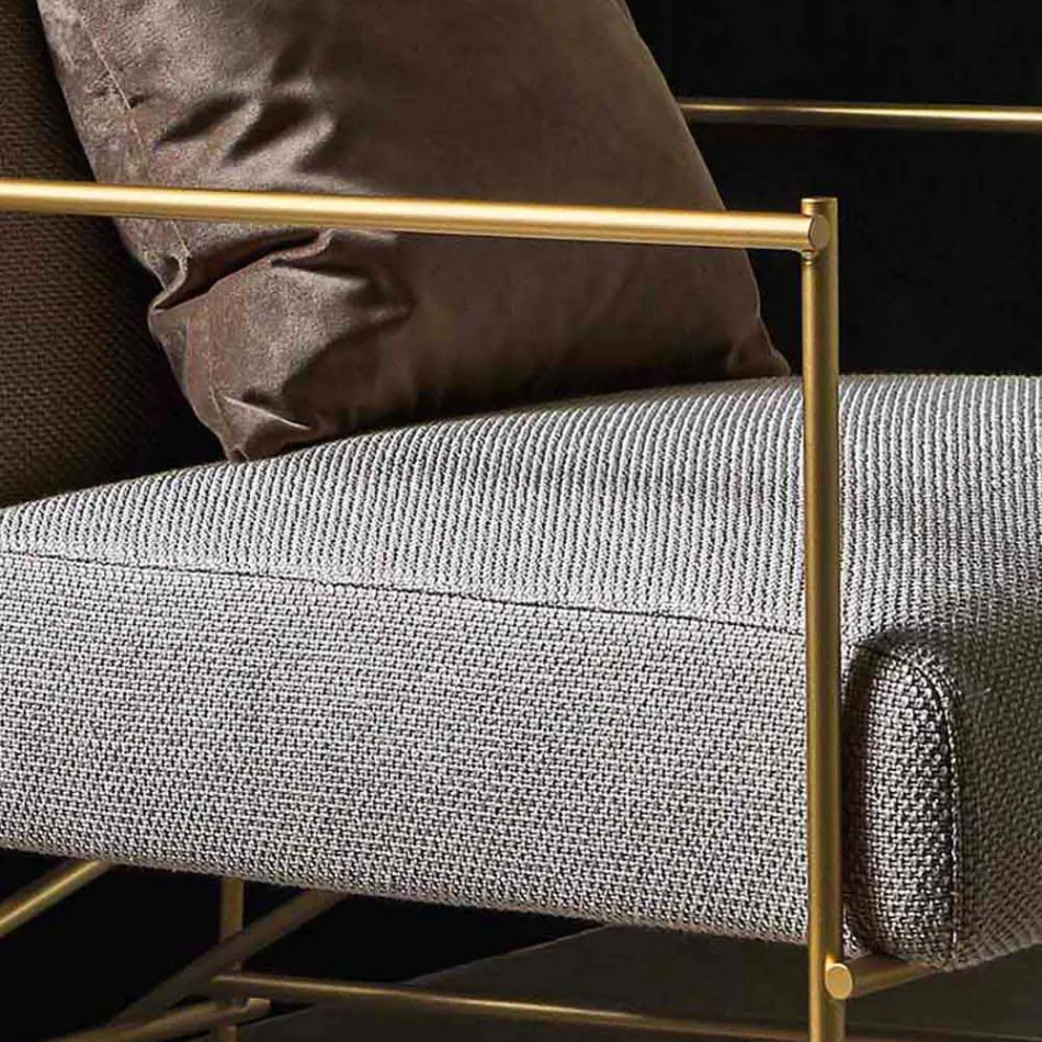 Fabric Lounge Armchair with Metal Structure Made in Italy - Manila Viadurini