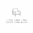 Fabric Lounge Armchair with Metal Structure Made in Italy - Manila Viadurini