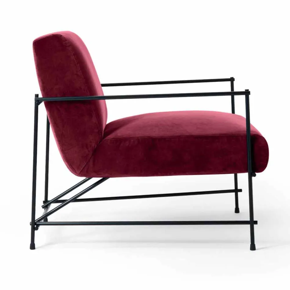 Fabric Lounge Armchair with Metal Structure Made in Italy - Manila Viadurini