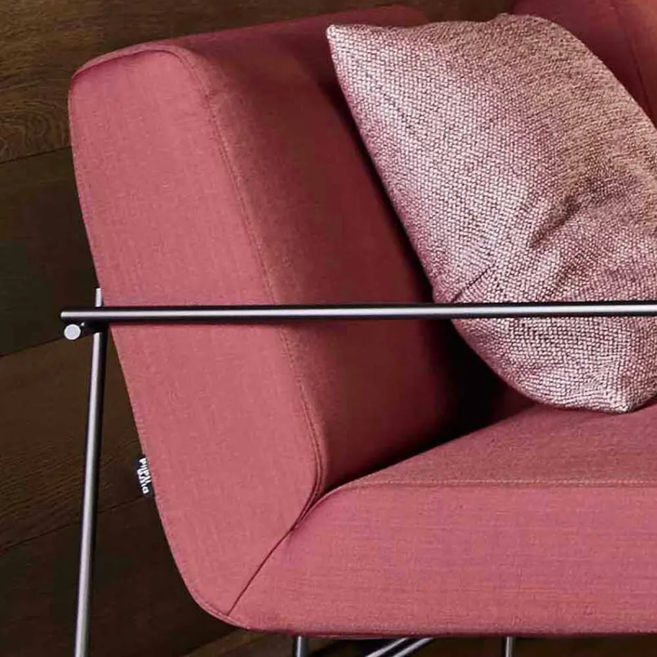Fabric Lounge Armchair with Metal Structure Made in Italy - Manila Viadurini