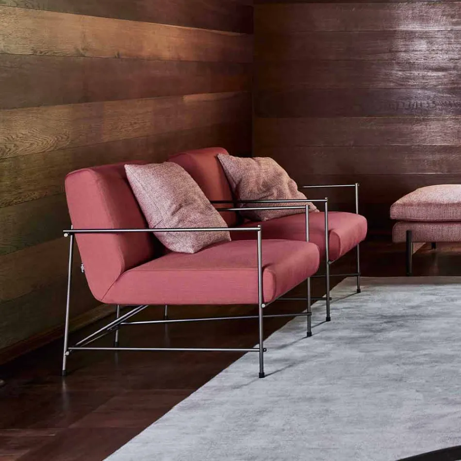 Fabric Lounge Armchair with Metal Structure Made in Italy - Manila Viadurini