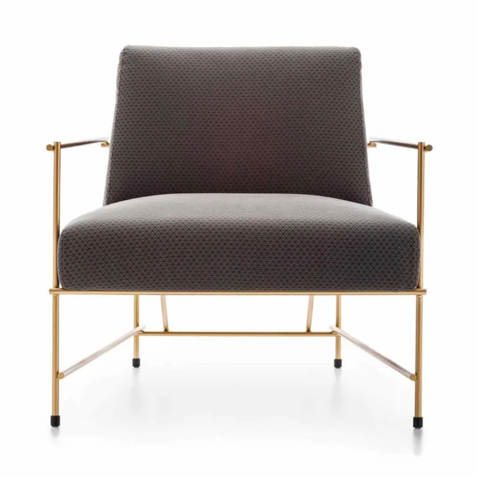 Fabric Lounge Armchair with Metal Structure Made in Italy - Manila Viadurini