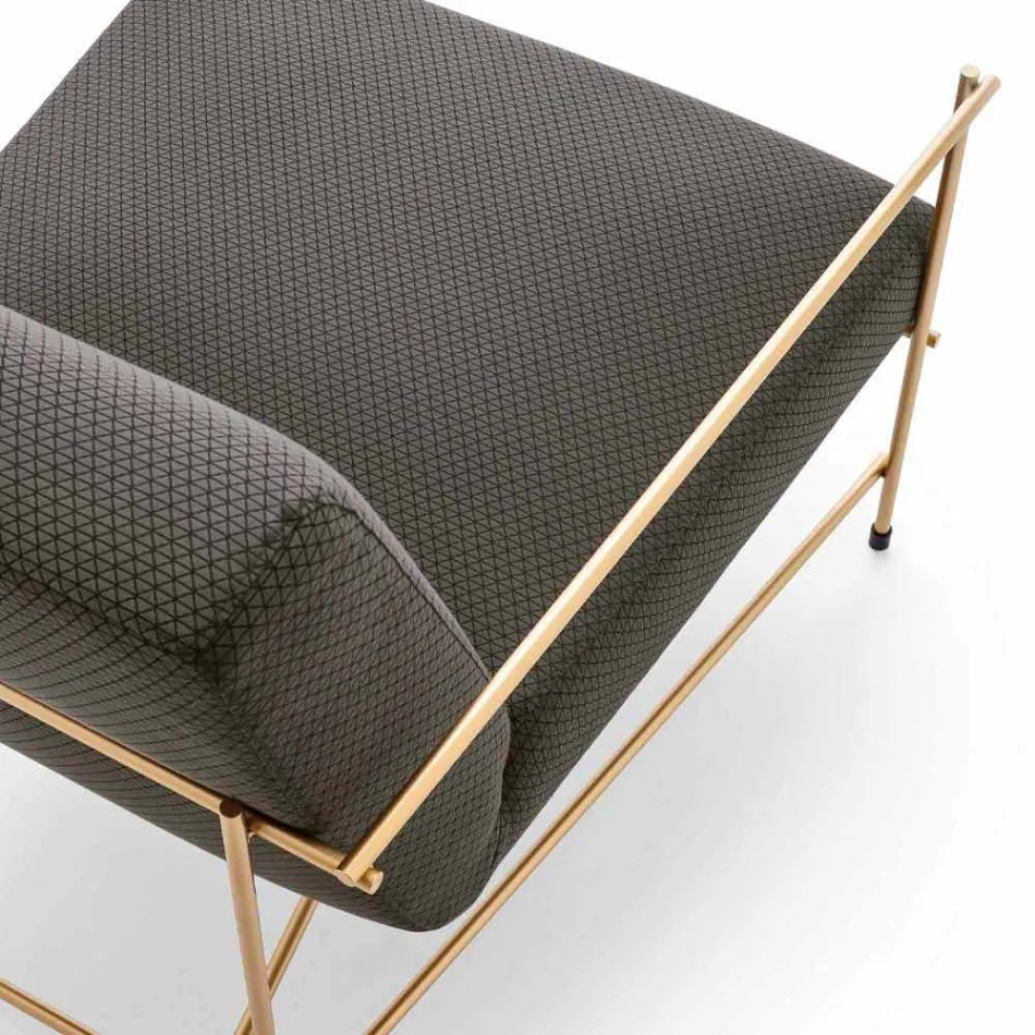 Fabric Lounge Armchair with Metal Structure Made in Italy - Manila Viadurini
