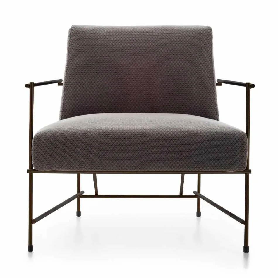 Fabric Lounge Armchair with Metal Structure Made in Italy - Manila Viadurini