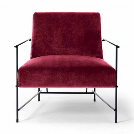 Fabric Lounge Armchair with Metal Structure Made in Italy - Manila Viadurini