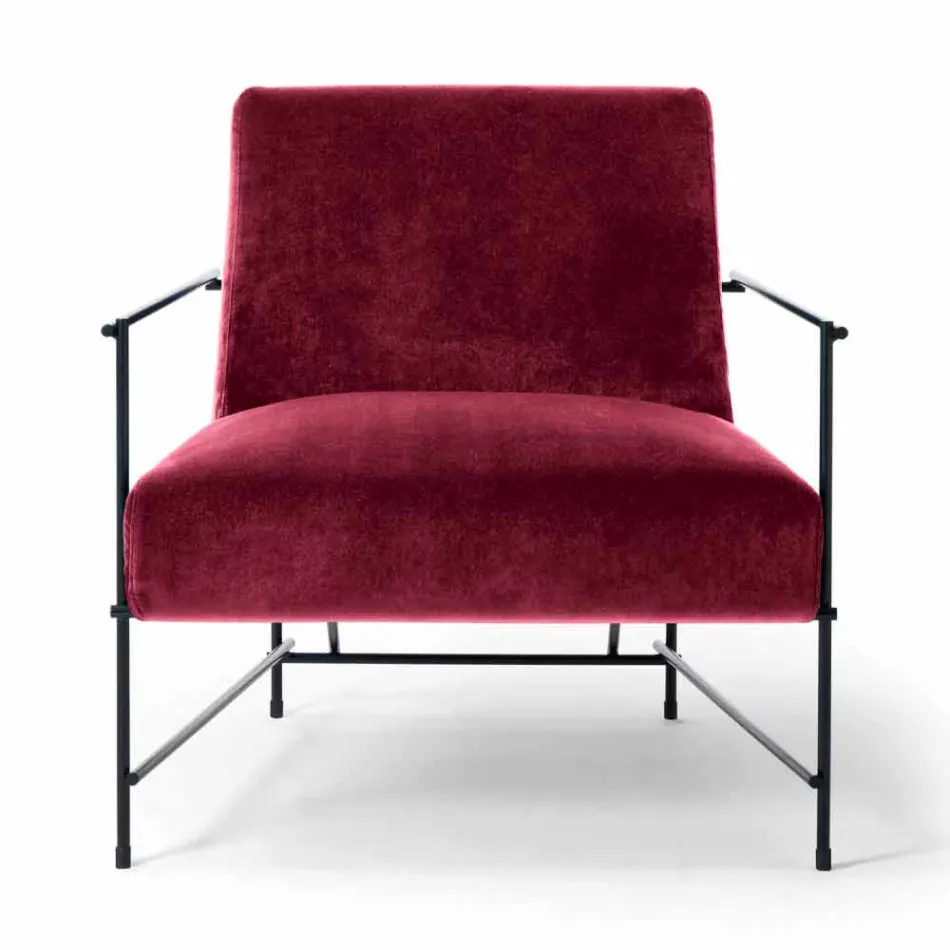 Fabric Lounge Armchair with Metal Structure Made in Italy - Manila Viadurini