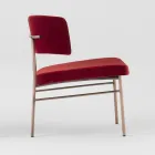 Velvet Lounge Armchair with Metal Structure Made in Italy - Alaska Viadurini
